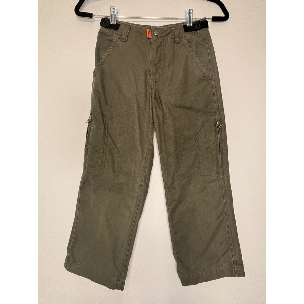Gap Kids Boys Olive Green Canvas Cargo Pants Size 6 Regular Adjustable Waist